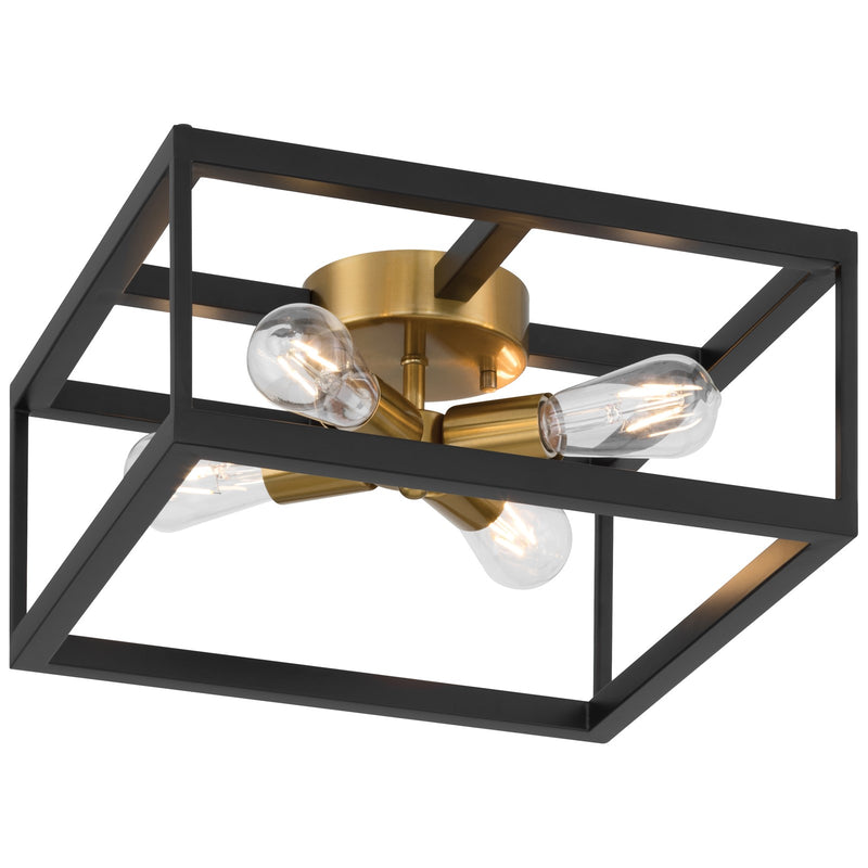 Access Lighting Nikki 4Lt Flush Mount, Black, Antique Brushed Brass