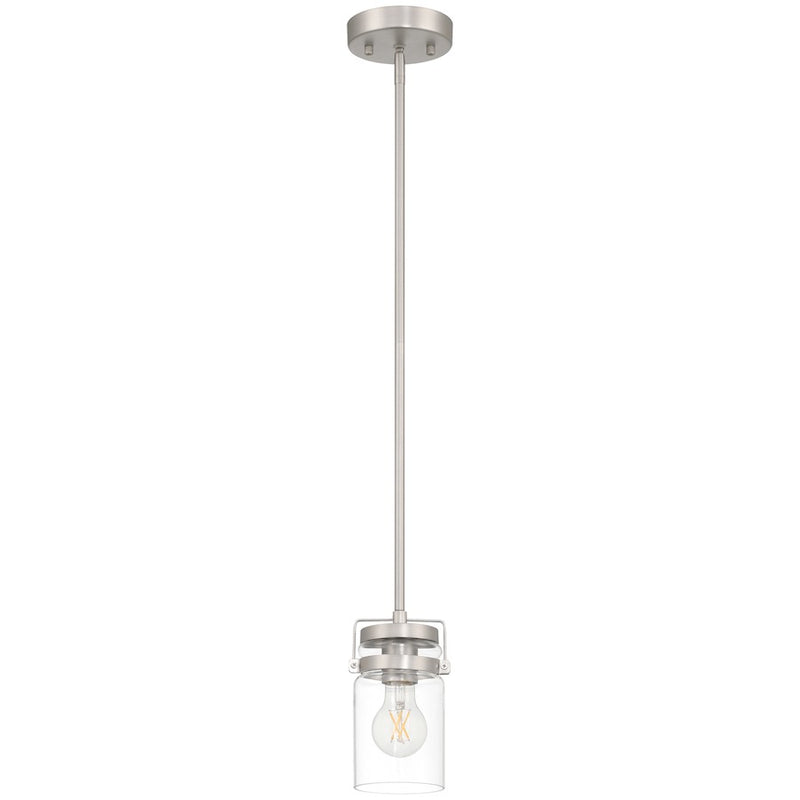 Access Lighting Shelby 1 Light Pendant, Brushed Steel/Clear