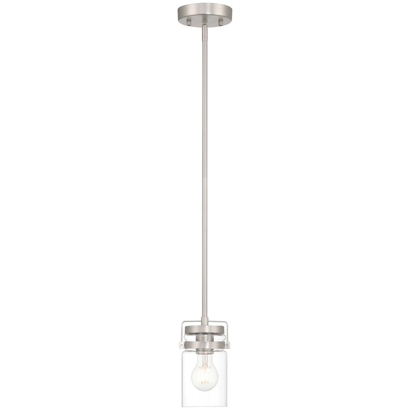 Access Lighting Shelby 1 Light Pendant, Brushed Steel/Clear