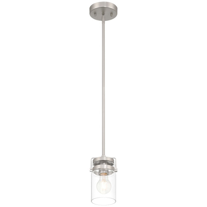 Access Lighting Shelby 1 Light Pendant, Brushed Steel/Clear