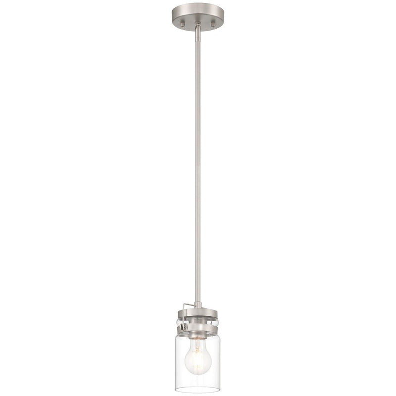 Access Lighting Shelby 1 Light Pendant, Brushed Steel/Clear