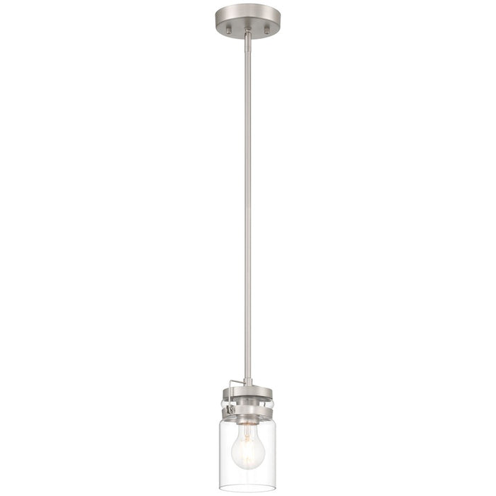 Access Lighting Shelby 1 Light Pendant, Brushed Steel/Clear