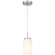 Access Lighting Iris 1 Light Pendant, Brushed Steel/Opal