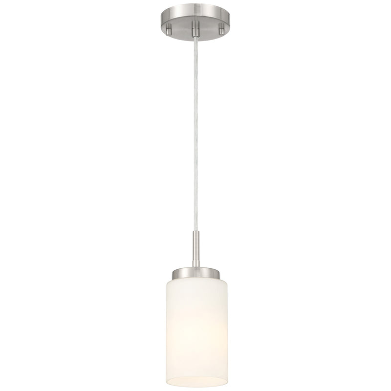 Access Lighting Iris 1 Light Pendant, Brushed Steel/Opal