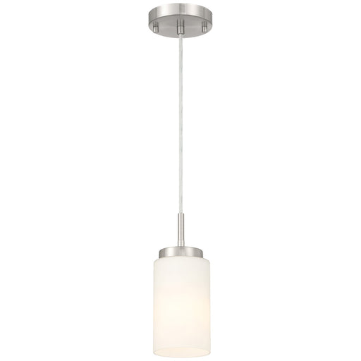 Access Lighting Iris 1 Light Pendant, Brushed Steel/Opal