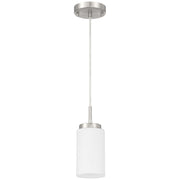 Access Lighting Iris 1 Light Pendant, Brushed Steel/Opal