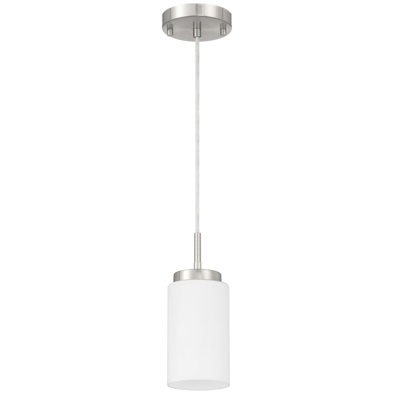 Access Lighting Iris 1 Light Pendant, Brushed Steel/Opal