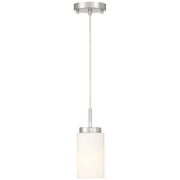 Access Lighting Iris 1 Light Pendant, Brushed Steel/Opal