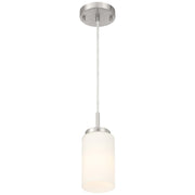 Access Lighting Iris 1 Light Pendant, Brushed Steel/Opal