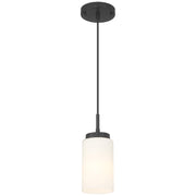 Access Lighting Iris 1 Light Pendant, Matte Black/Opal
