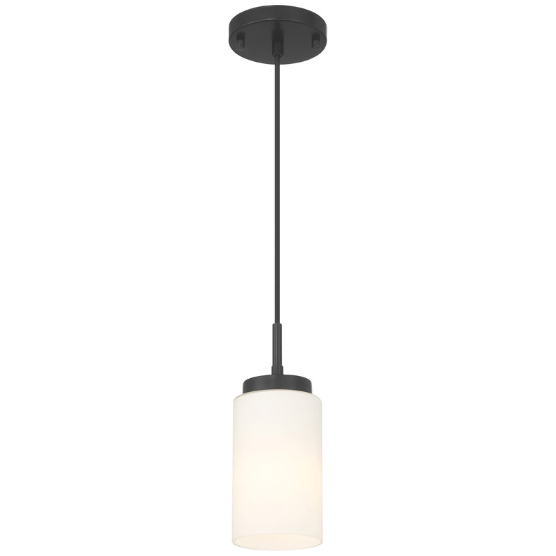 Access Lighting Iris 1 Light Pendant, Matte Black/Opal