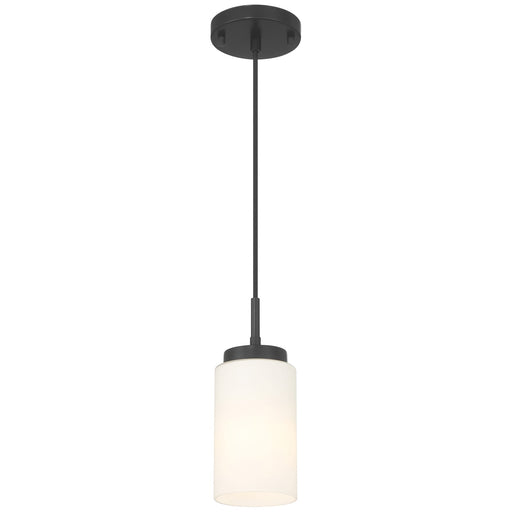 Access Lighting Iris 1 Light Pendant, Matte Black/Opal