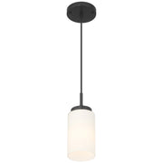 Access Lighting Iris 1 Light Pendant, Matte Black/Opal