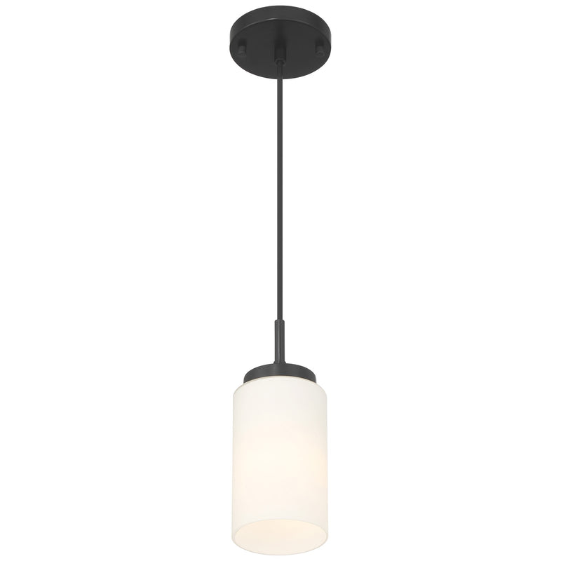 Access Lighting Iris 1 Light Pendant, Matte Black/Opal