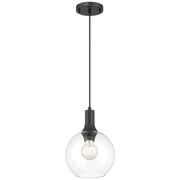 Access Lighting Chantelle 1 Light Pendant, Matte Black/Clear