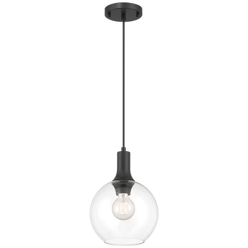 Access Lighting Chantelle 1 Light Pendant, Matte Black/Clear