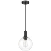 Access Lighting Chantelle 1 Light Pendant, Matte Black/Clear