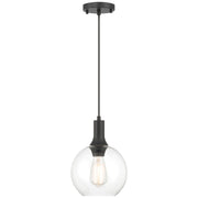 Access Lighting Chantelle 1 Light Pendant, Matte Black/Clear