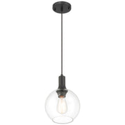 Access Lighting Chantelle 1 Light Pendant, Matte Black/Clear