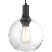 Access Lighting Chantelle 1 Light Pendant, Matte Black/Clear