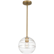Access Swirl 1Lt Pendant, Antique Brushed Brass/Clr Ribbed