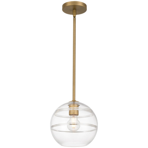 Access Swirl 1Lt Pendant, Antique Brushed Brass/Clr Ribbed