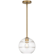 Access Swirl 1Lt Pendant, Antique Brushed Brass/Clr Ribbed