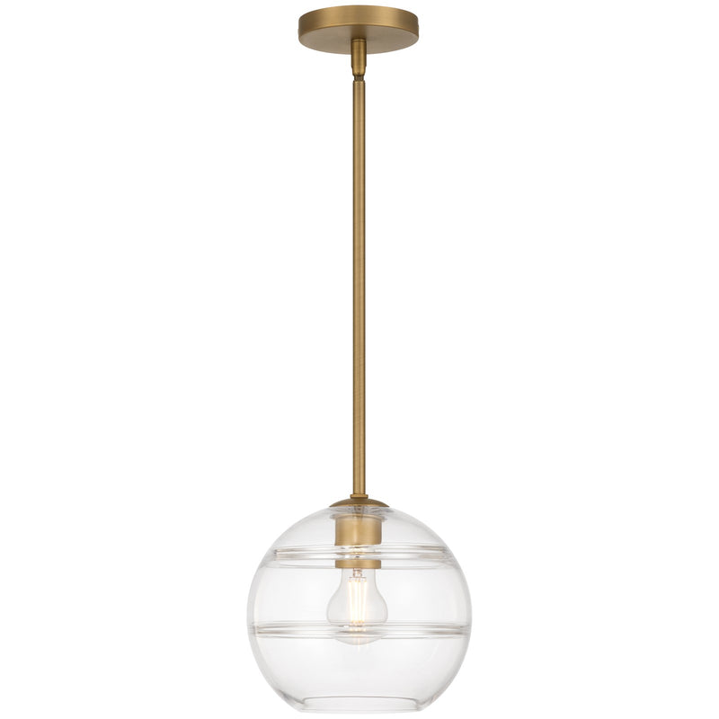 Access Swirl 1Lt Pendant, Antique Brushed Brass/Clr Ribbed
