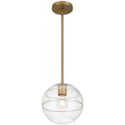 Access Swirl 1Lt Pendant, Antique Brushed Brass/Clr Ribbed
