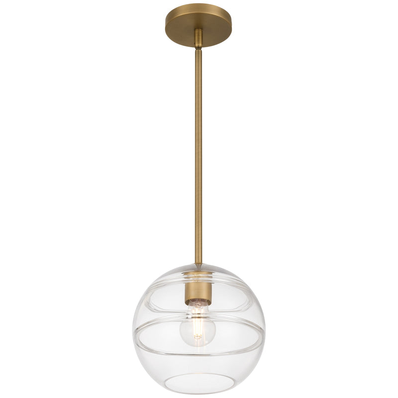 Access Swirl 1Lt Pendant, Antique Brushed Brass/Clr Ribbed
