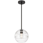 Access Lighting Swirl 1 Light Pendant, Matte Black/Clear Ribbed