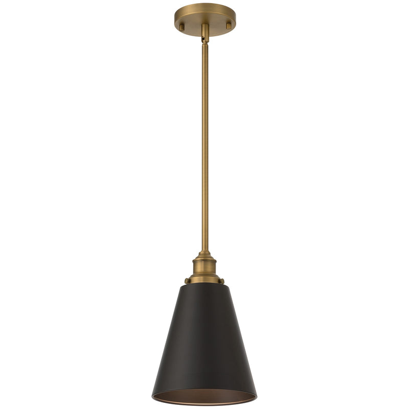 Access Dahlia 1Lt Pendant, Antique Brushed Brass, Black Shade/Black