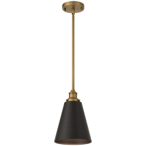 Access Dahlia 1Lt Pendant, Antique Brushed Brass, Black Shade/Black