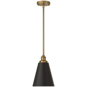 Access Dahlia 1Lt Pendant, Antique Brushed Brass, Black Shade/Black