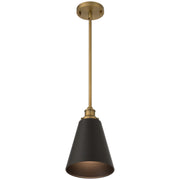 Access Dahlia 1Lt Pendant, Antique Brushed Brass, Black Shade/Black