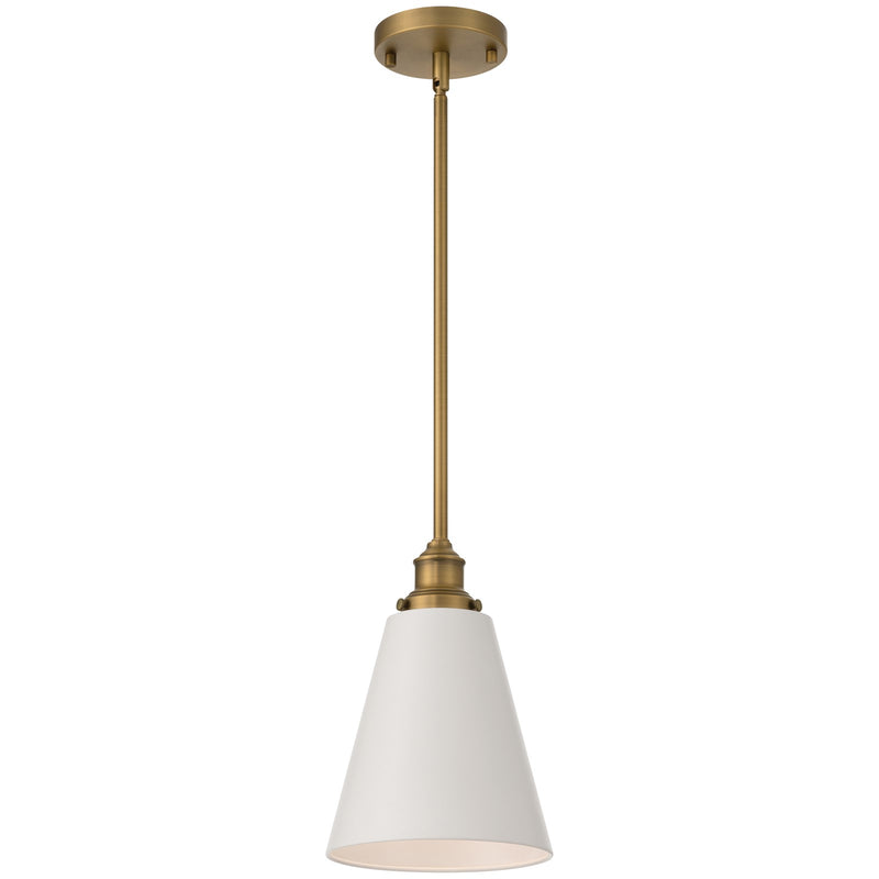 Access Dahlia 1Lt Pendant, Antique Brushed Brass, White Shade/White