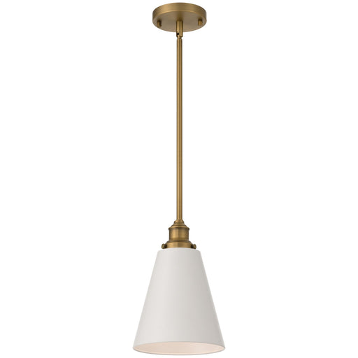 Access Dahlia 1Lt Pendant, Antique Brushed Brass, White Shade/White