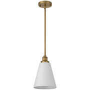 Access Dahlia 1Lt Pendant, Antique Brushed Brass, White Shade/White