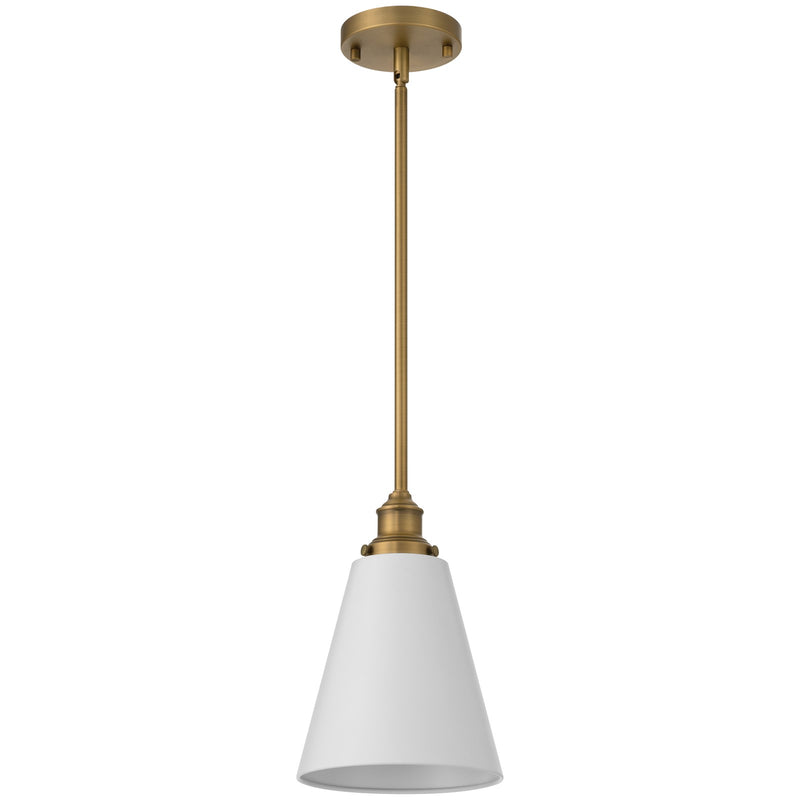 Access Dahlia 1Lt Pendant, Antique Brushed Brass, White Shade/White