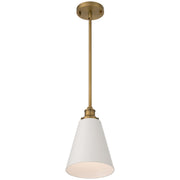 Access Dahlia 1Lt Pendant, Antique Brushed Brass, White Shade/White