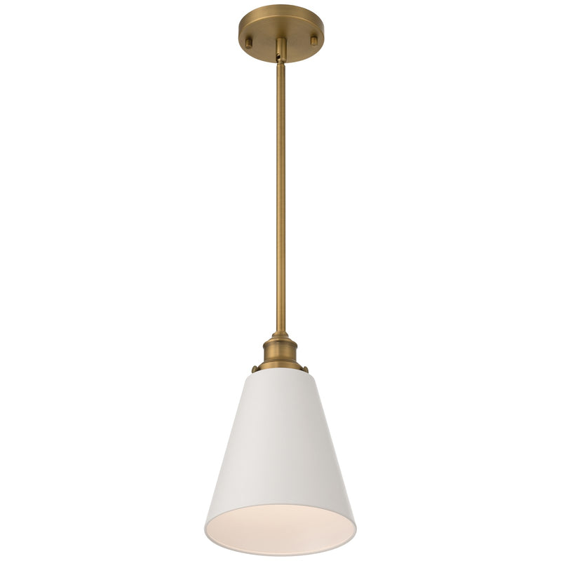 Access Dahlia 1Lt Pendant, Antique Brushed Brass, White Shade/White
