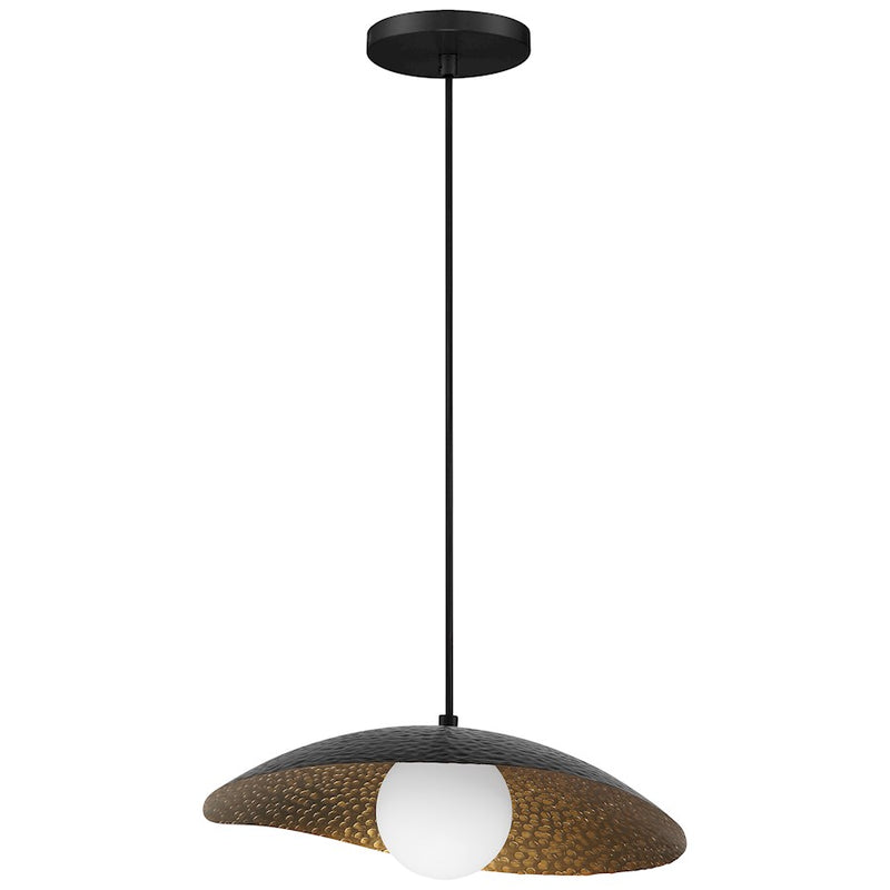 Access Lighting Yates 1 Lt LED Pendant, Black/Brass/Opal