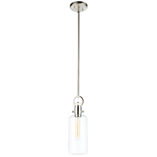 Artcraft Single 1 Light Pendant, Satin Nickel/Clear Cylinder