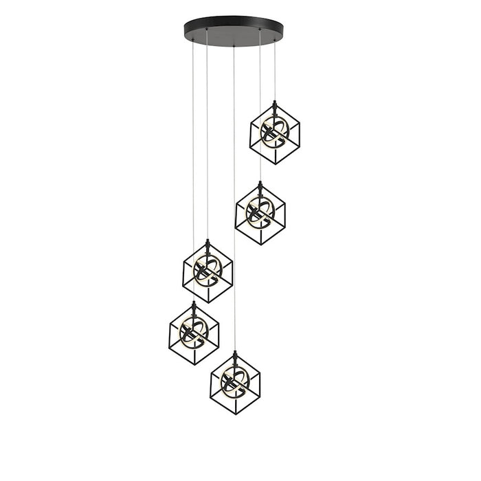 Artcraft Tulip Integrated LED 5 Light Pendant, Matte Black - AC1013