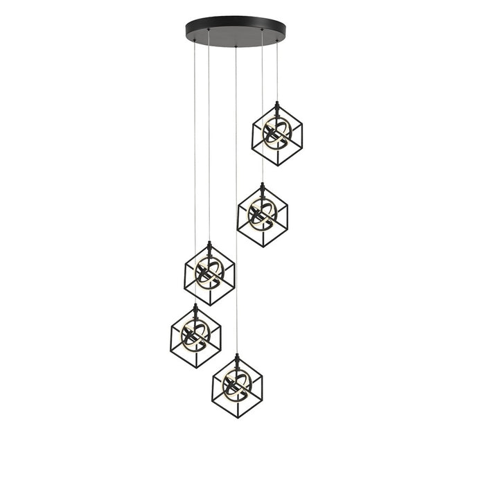 Artcraft Tulip Integrated LED 5 Light Pendant, Matte Black