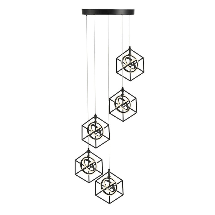 Artcraft Tulip Integrated LED 5 Light Pendant, Matte Black