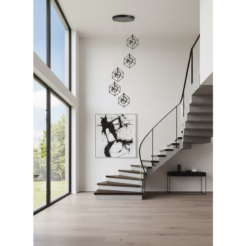 Artcraft Tulip Integrated LED 5 Light Pendant, Matte Black
