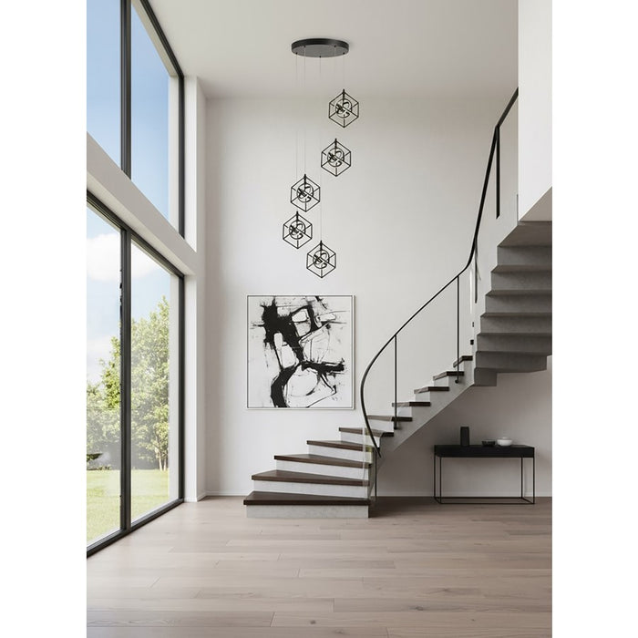 Artcraft Tulip Integrated LED 5 Light Pendant, Matte Black