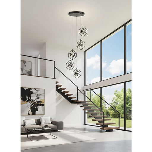 Artcraft Tulip Integrated LED 5 Light Pendant, Matte Black