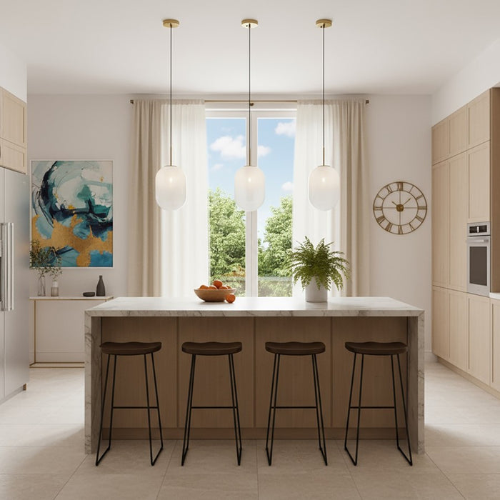 Artcraft Vita 1 Light Pendant, Brass/White Ombre